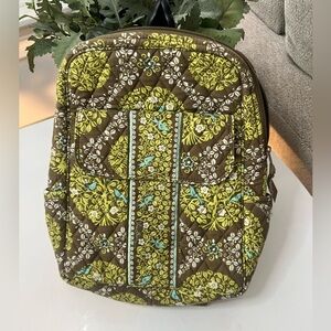 Vera Bradley Green Floral Birds and Vines Quilted book bag backpack